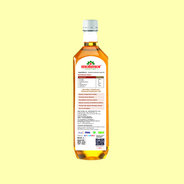 Molimor Refined Filtered Sunflower Oil 5ltr front photo